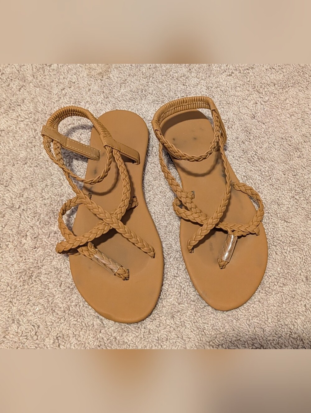 Braided Strappy Sandals in Tan